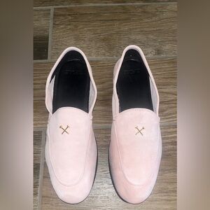 G/FORE Women's Metal Tees Suede Flex Loafers in a light pink